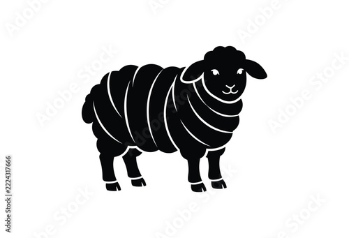 Black silhouette of a sheep against a white background