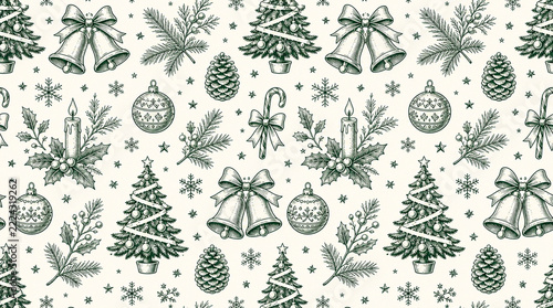 Vintage Christmas Seamless Pattern with Holiday Elements — d4f904ac