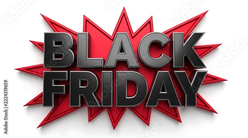 Black friday text with red explosion background for sales and discounts.