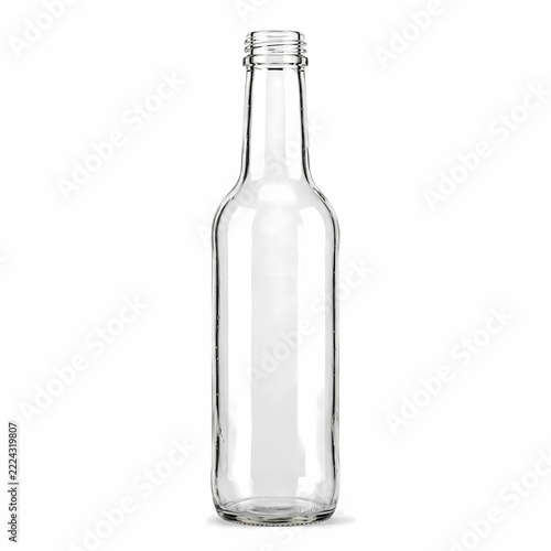 Empty Transparent Green Glass Wine Bottle Isolated on White Background