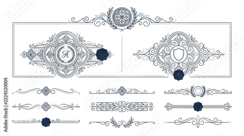 Ornate Vintage Decorative Elements Collection, Isolated