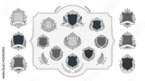 Heraldic Emblems Collection: Crests, Shields, Laurels, Isolated