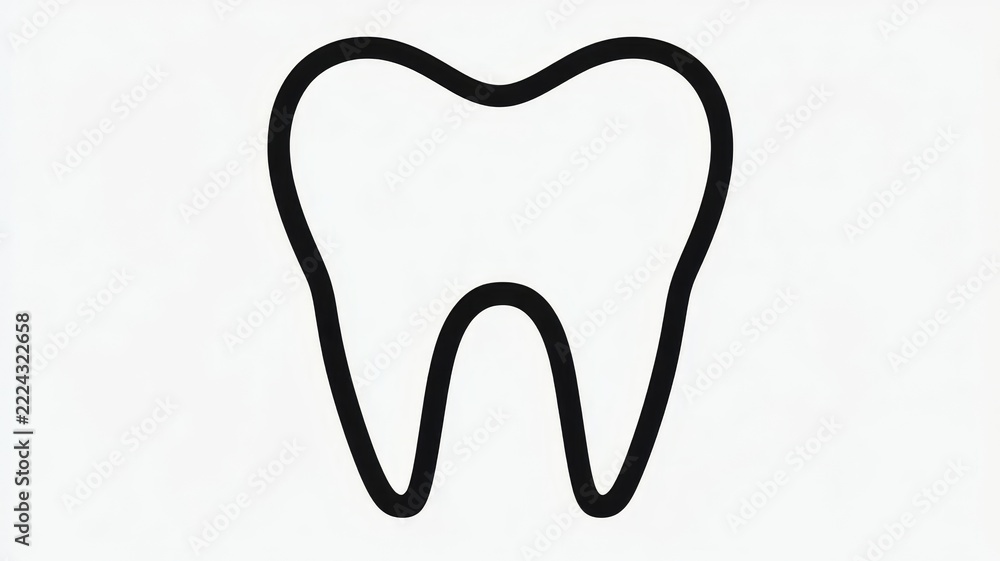 Obraz premium Minimalist black outline icon of human tooth for dental health and oral hygiene web design or professional medical projects