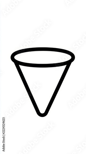 Minimalist black outline icon of simple geometric cone shape design for digital graphics and industrial illustrations