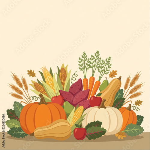 Autumn Harvest Vegetables and Fresh Seasonal Produce for Grocery and Farm to Table Marketing