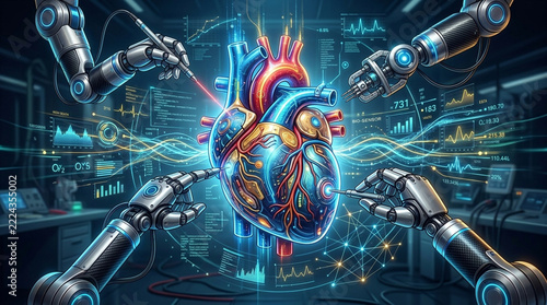 Advanced Robotic Surgery Futuristic Heart Operation with AI and Nanotechnology