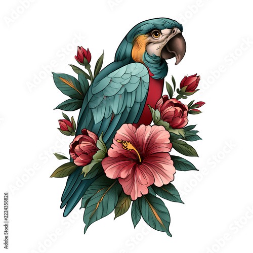 parrot on a flower