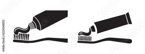 Toothpaste on a toothbrush for dental care and oral hygiene promotional material design.