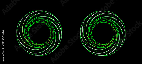 Neon green circles vector abstract pattern background