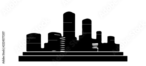 Black City Skyline Silhouette on a White Background
