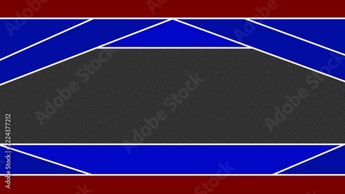 Modern Abstract Geometric Banner Background with Blue Red Borders and Dark Gray Center