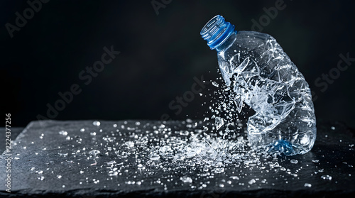 Plastic Bottle Breaking into Microplastics