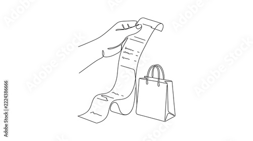 Paper Shopping Bag and Sales Receipt Illustration
