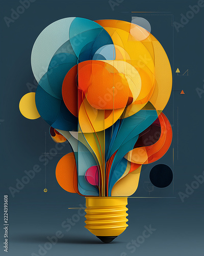 Creative idea generation thinking outside the box vision, illustration style