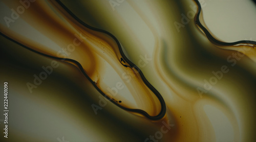 Abstract Translucent Resin Layers with Amber Honey and Olive Green Organic Inclusions. Natural Amber and Moss Green Fluid Resin Art Texture Macro Background