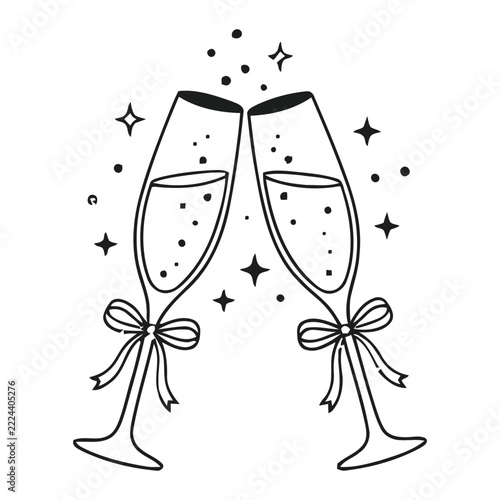 two glasses of champagne with flowers
