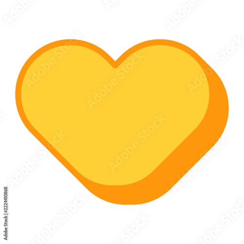 Heart Icon, flat design style, yellow heart symbol representing love and appreciation, ideal for favorites and social engagement