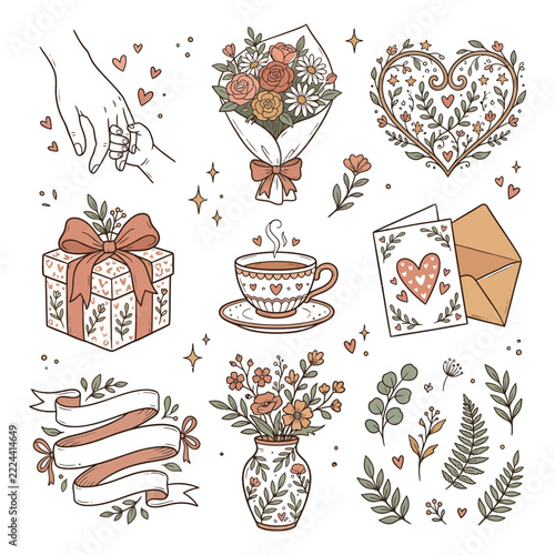 set of christmas elements