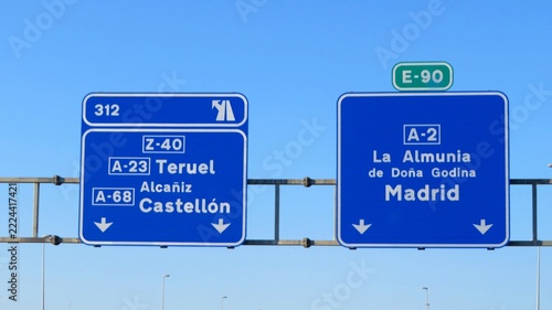 Fotografie Overhead information signs on the A-2 motorway in Spain,September 25, 2026