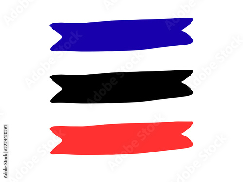 Blue and red ribbon banners on black background