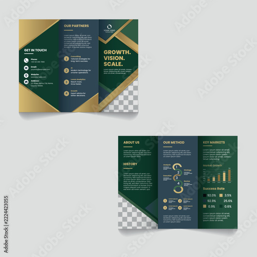 Growth vision scale corporate business strategy trifold brochure template
