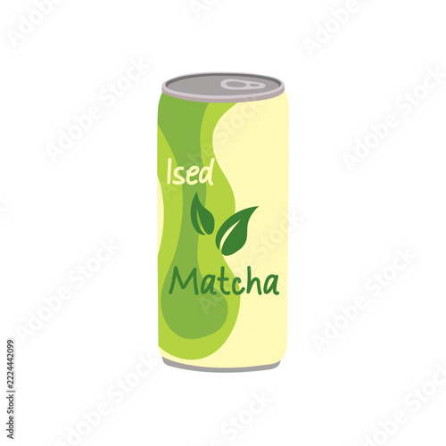 Vector illustration of a can of iced matcha, isolated on a white background.