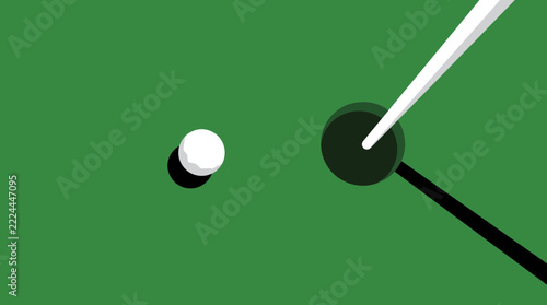 Minimalist Golf Ball and Hole on Green Illustration