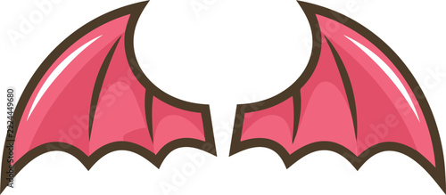 Pink bat wings isolated graphic element for halloween costume design and fantasy character projects
