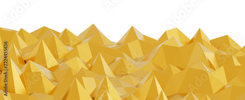 Abstract low poly yellow mountain landscape with sharp peaks and valleys