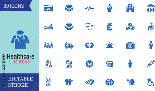 Healthcare And Medical Icon Set Vector Illustration For Hospital Clinic Pharmacy And Doctor Services