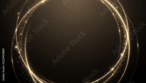 Elegant Golden Sparkling Circular Frame on Dark Background for Celebrations
