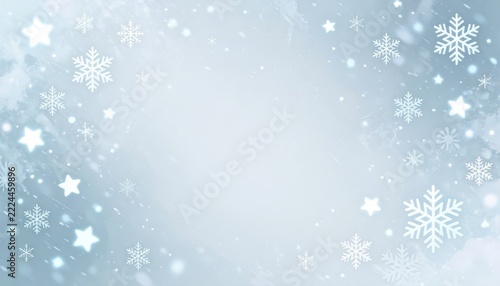 Winter Snowflake Pattern with Falling Snowflakes on Light Blue Background