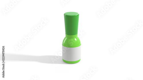 Blank green plastic bottle with tall cap three quarter view on white background