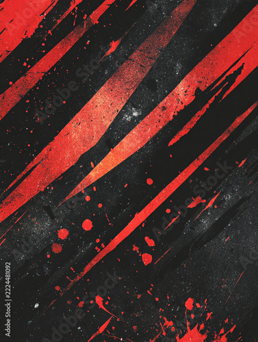 A dark abstract cyberpunk wallpaper featuring dynamic red and black graffiti paint splashes, sharp angular lines, and edgy street art textures over a moody black background.