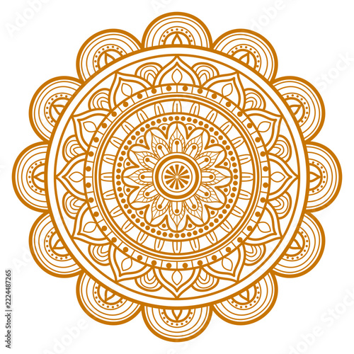 Gold Mandala Ornament Line Art 