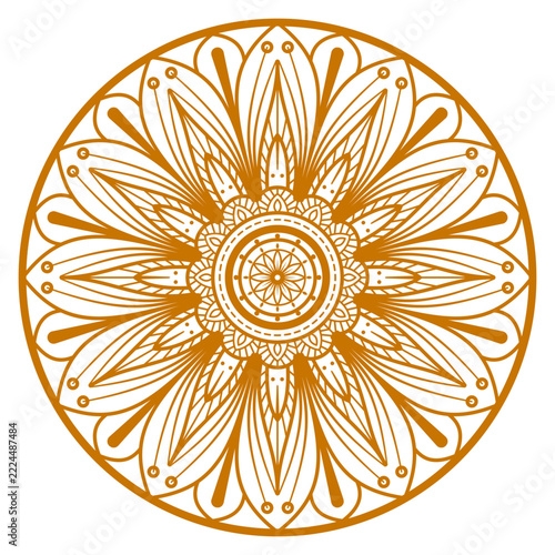 Gold Mandala Ornament Line Art 