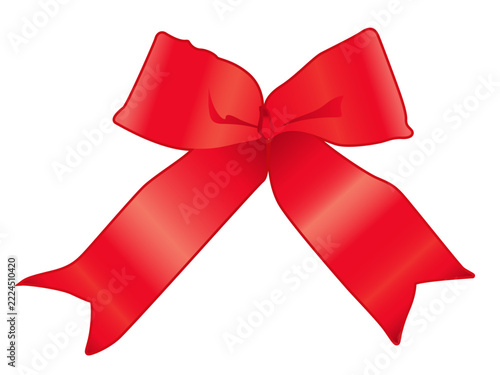 Red gift ribbon bow isolated on white background. Perfect for Christmas, Valentine's Day, birthday, celebration, and holiday design elements.