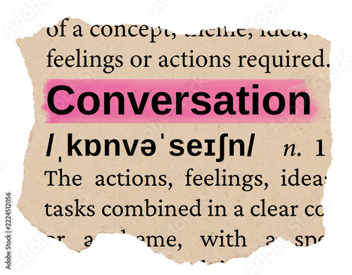 Conversation png word sticker, torn paper dictionary, transparent background