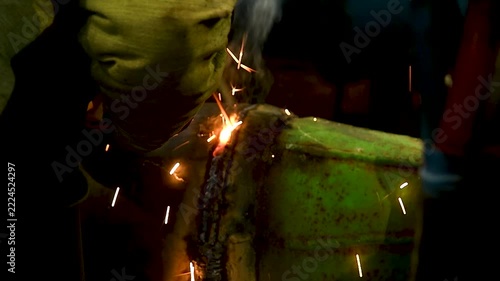 The welder is at work