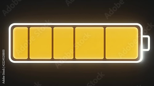 Animated Battery Level Rising from Red to Yellow and Green inside a Bright White Outline on a Dark Background