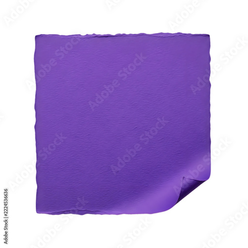 Square purple sticky note with a curled corner