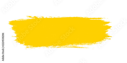 Yellow paint brush stroke isolated on transparent background