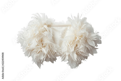 White feather shrug, elegant bridal accessory, transparent background