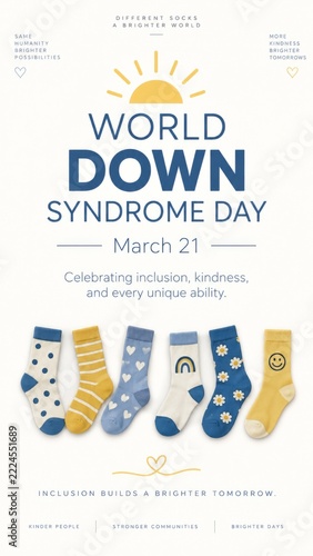 World Down Syndrome Day Poster with colorful mismatched socks