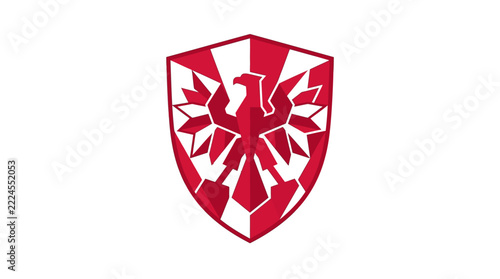 Vibrant red and white abstract geometric shapes minimal background pattern