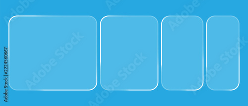 set of 3d liquid glass effect brush on sky blue background