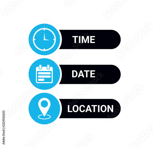 Time date and location vector icons