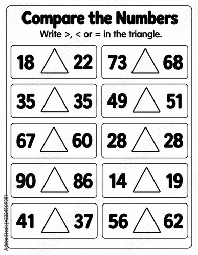 Kids Math Compare Numbers Worksheet Printable Activity Template