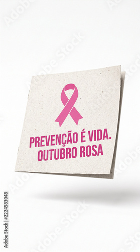 Pink ribbon message for breast cancer awareness