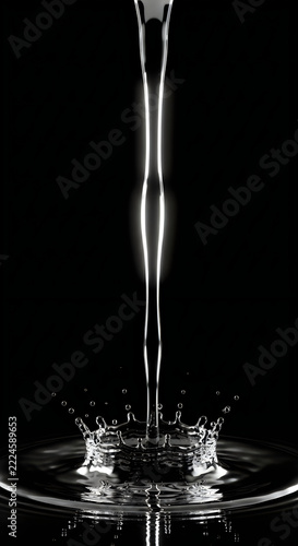 A stream of water dropping into a calm surface creating ripples